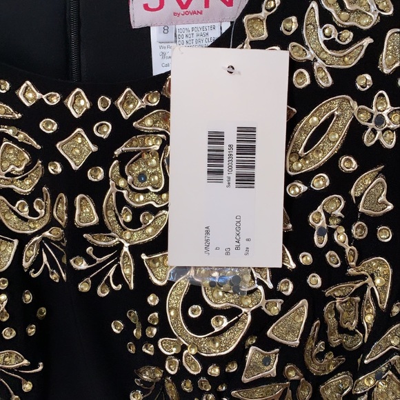 Mini black/gold embellished Jovani dress - Picture 8 of 12